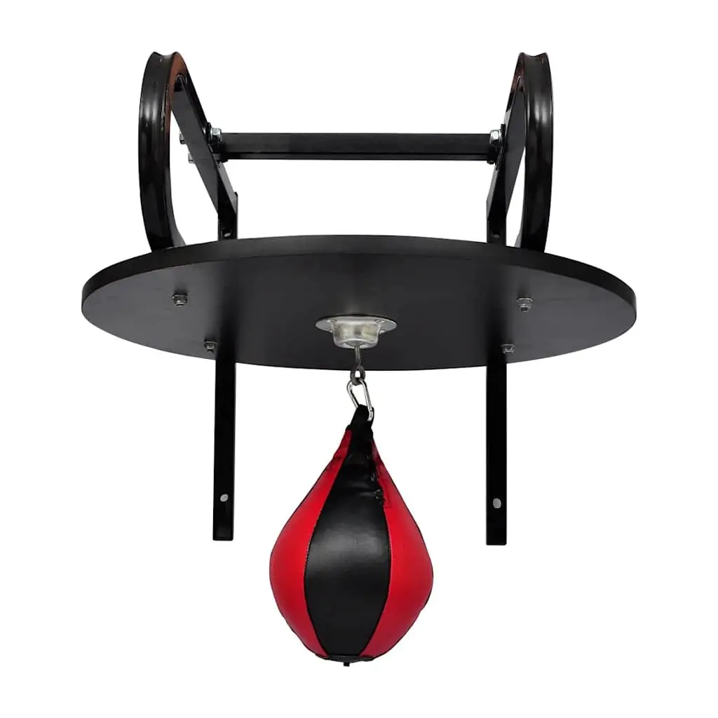 Speed Ball Platform Set Black Metal and Engineered Wood Swivel Bracket for Boxing Training Equipment