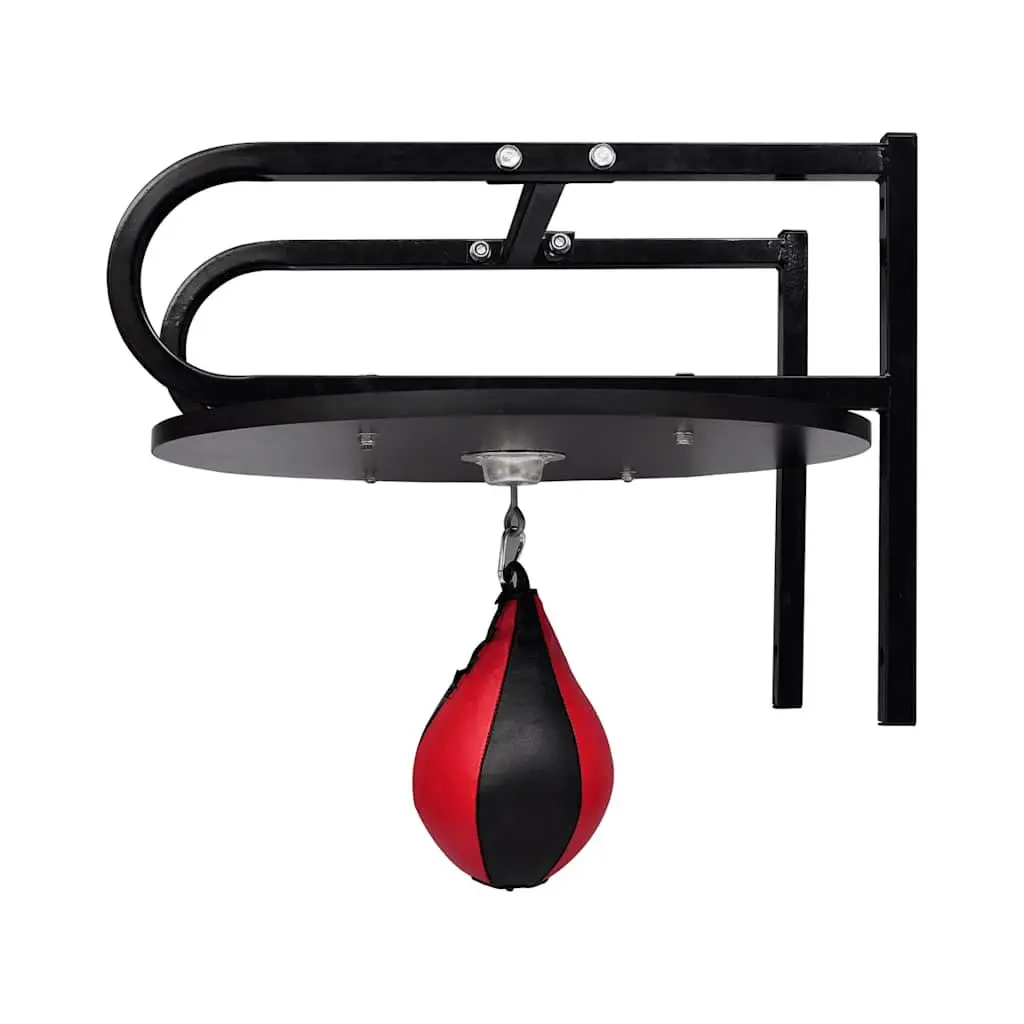 Speed Ball Platform Set Black Metal and Engineered Wood Swivel Bracket for Boxing Training Equipment