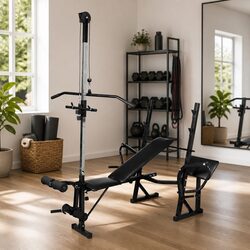 Fitness Workout Bench Grey Home Gym Exercise Equipment Weightlifting Station