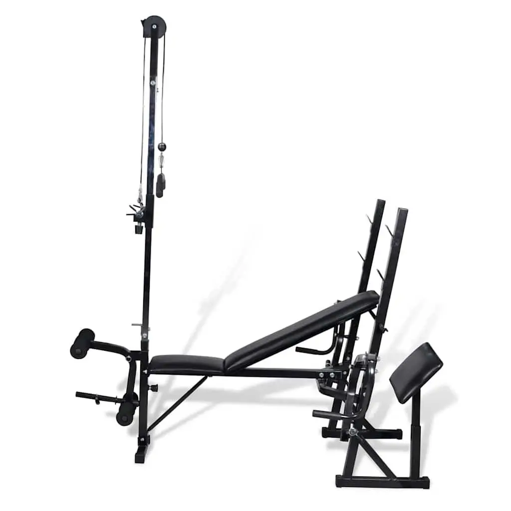 Fitness Workout Bench Grey Heavy-duty Adjustable Backrest with Curl and Butterfly Stations