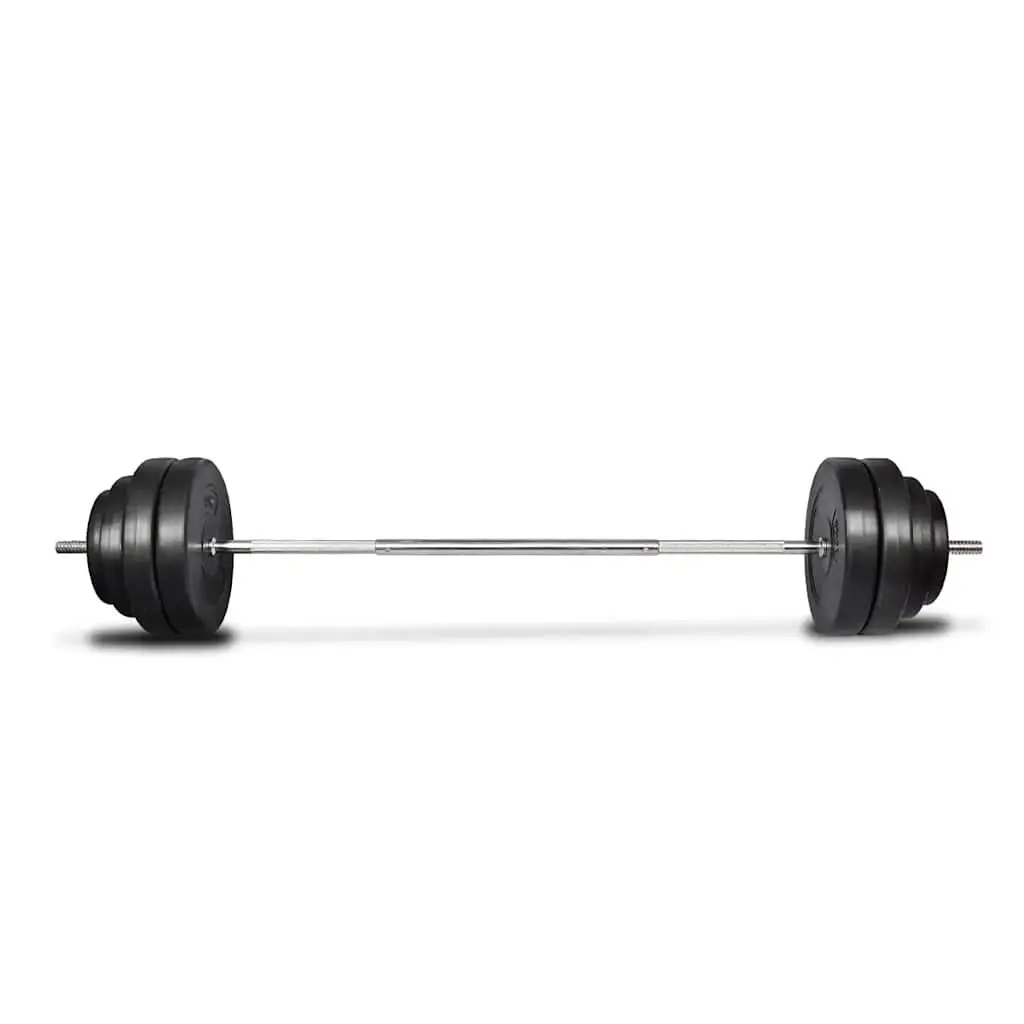 Barbell Set Black 165 cm 60 kg Straight Bar with Star-shaped Screw Collars for Home Gym Weightlifting Exercise