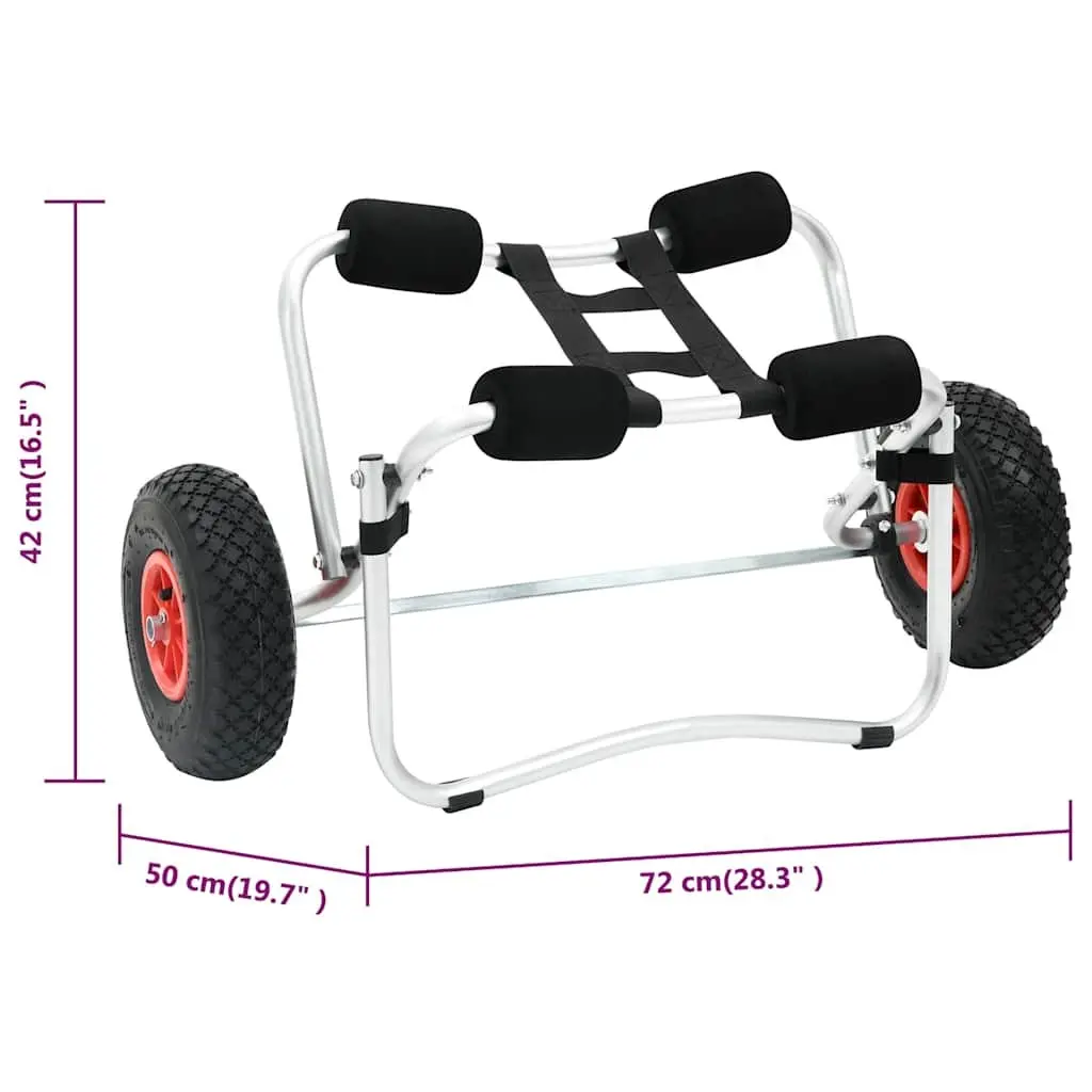 Kayak Trolley Cart Black Lightweight Aluminum Portable Transport with Inflated Rubber Wheels