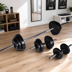 30.5kg Dumbbell and Barbell Set