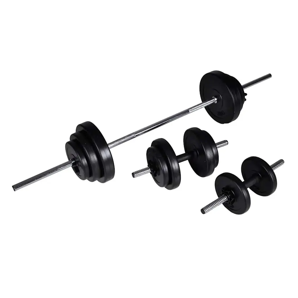 Barbell Dumbbell Weight Set Black 30.5kg Home Gym Exercise Training Free Weights