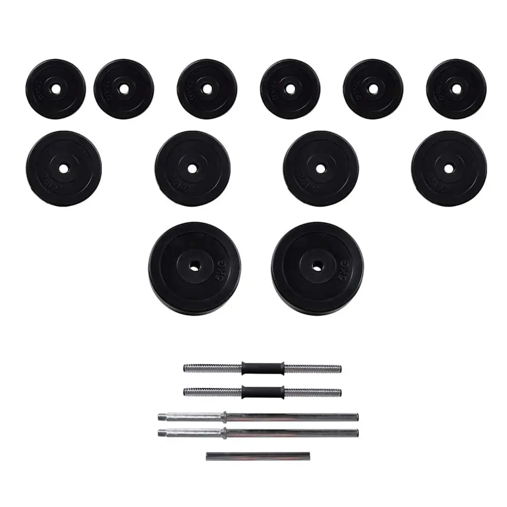 Barbell Dumbbell Weight Set Black 30.5kg Home Gym Exercise Training Free Weights