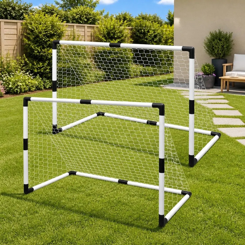 Mini Soccer Goals White 91.5 x 48 x 61 cm Easy Assembly Weather Resistant Outdoor Set 2pcs