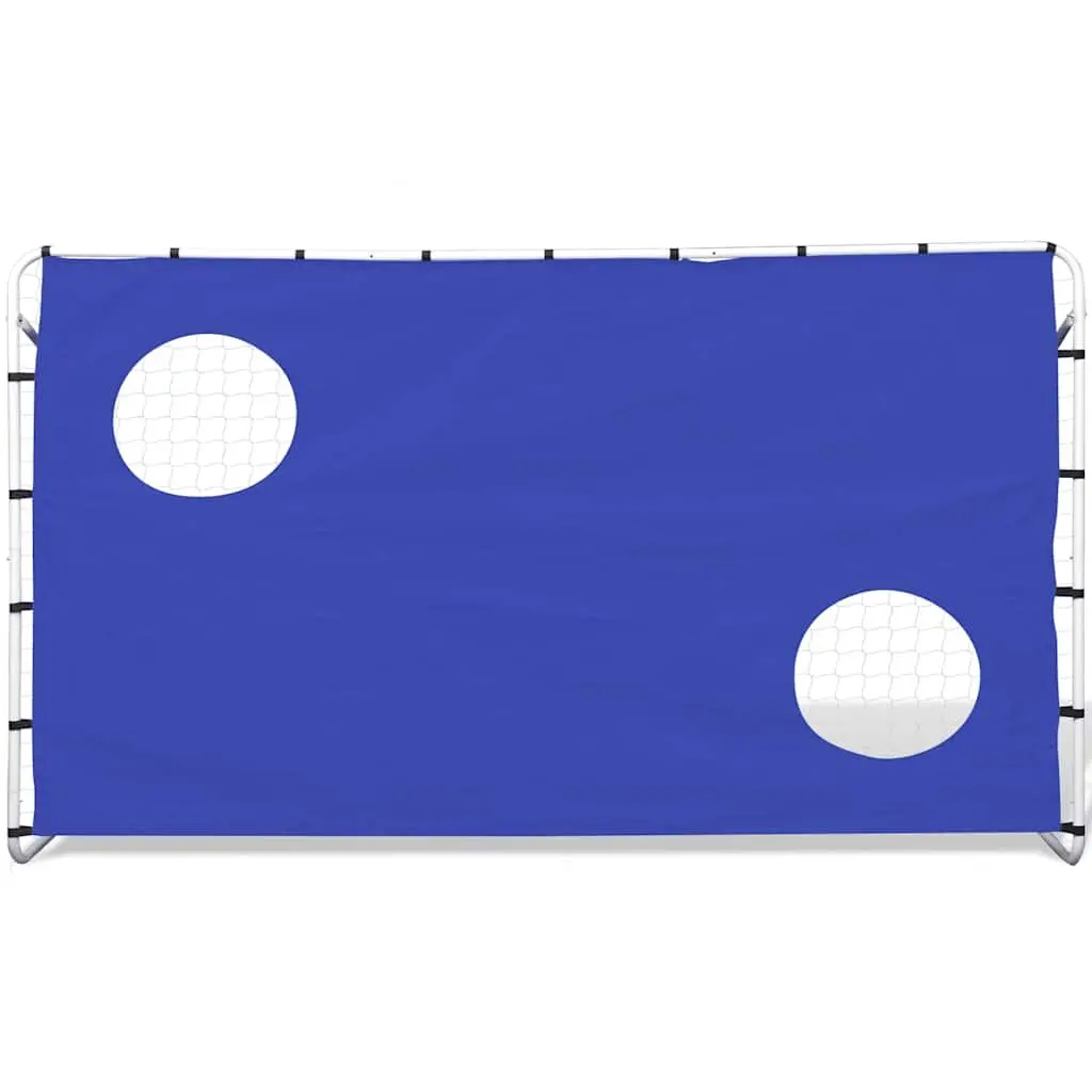 Football Goal Net Blue 240 x 92 x 150 cm Steel Frame with Aiming Wall
