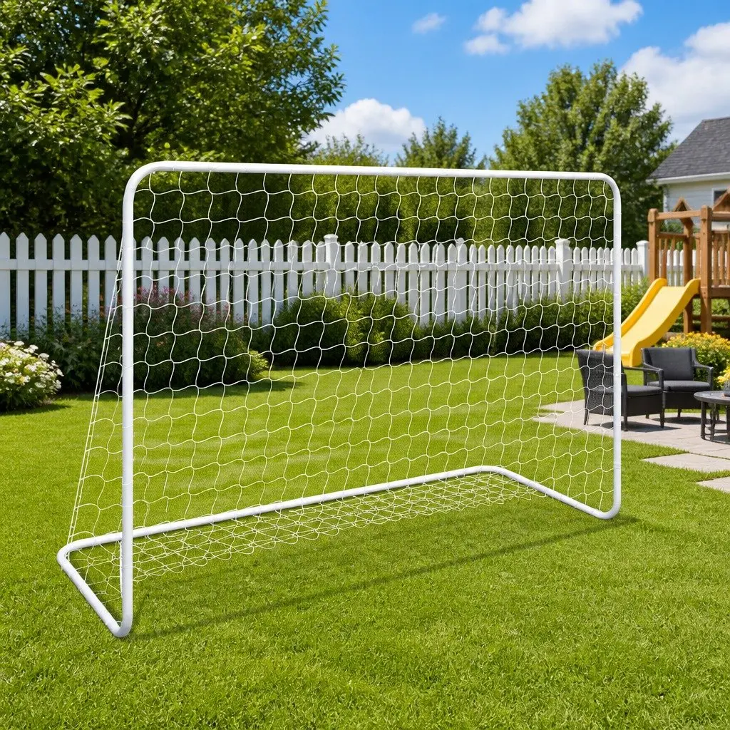 Football Goal White 182x61x122 cm Steel Frame Outdoor Sports Training