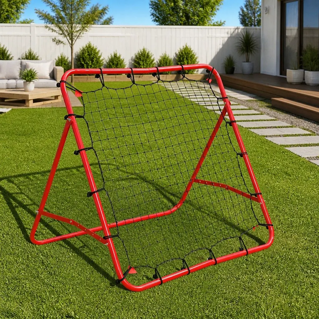 Football Kickback Rebounder White 100x100cm Adjustable 4 Angles Training Net Goal