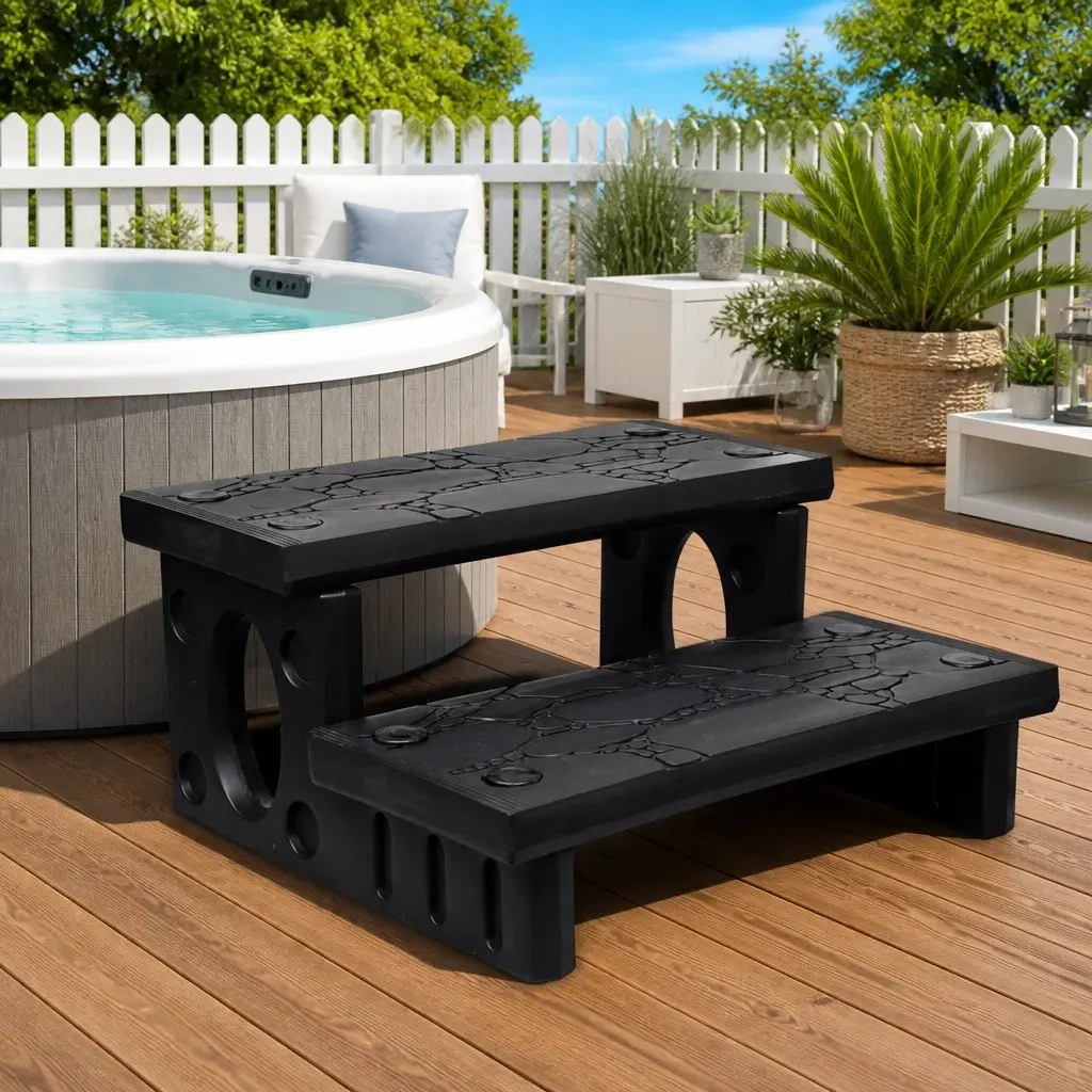 Spa Steps Black Lightweight Non-Skid Access Reversible Treads