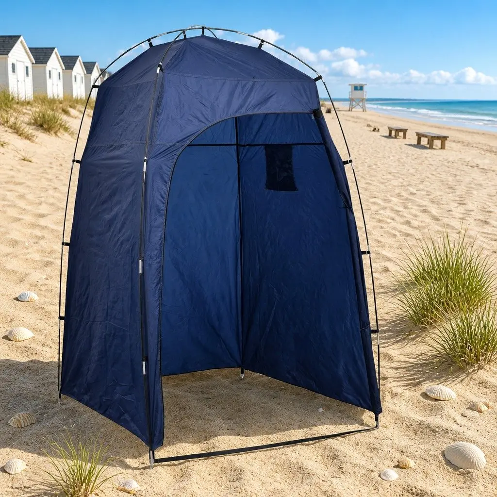 Portable Shower Tent Blue Fibreglass Pole Frame Privacy Enclosure for Camping Beach Changing Room