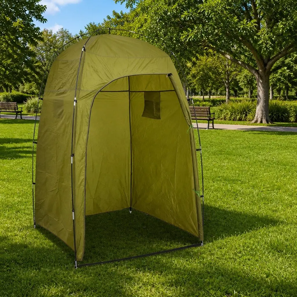 Portable Shower Privacy Tent Green Fiberglass Poles Compact Carrying Bag