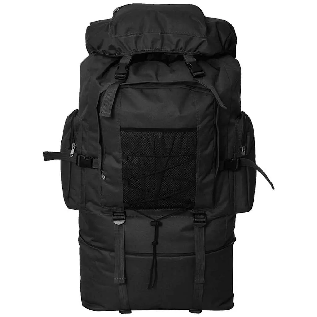 Army-Style Backpack Black XXL 100L Durable Outdoor Hiking Camping Travel Rucksack