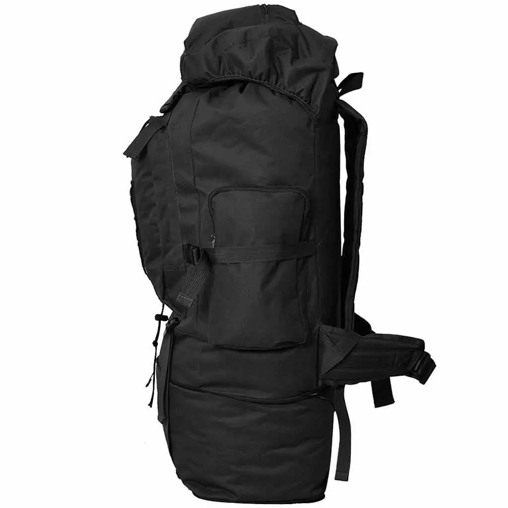 Army-Style Backpack Black XXL 100L Durable Outdoor Hiking Camping Travel Rucksack