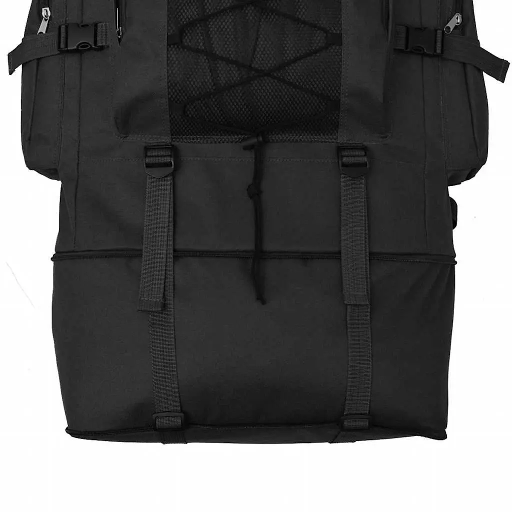 Army-Style Backpack Black XXL 100L Durable Outdoor Hiking Camping Travel Rucksack
