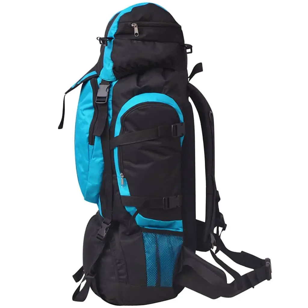 Hiking Backpack Blue 75L Large Capacity Durable Outdoor Travel Camping Rucksack