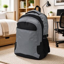 School Backpack 40L Grey Large Capacity Book Bag Shoulder Straps Compartments