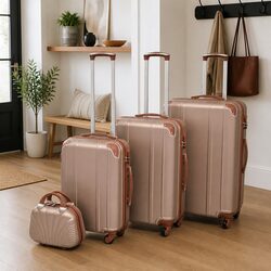 Pink Four-Piece Trolley Luggage Set