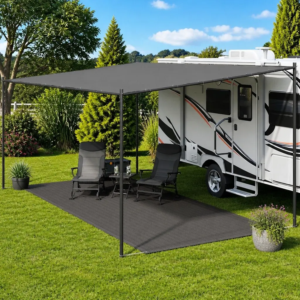 Tent Carpet Anthracite 300x400 cm High-Density Polyethylene with Integrated Eyelets