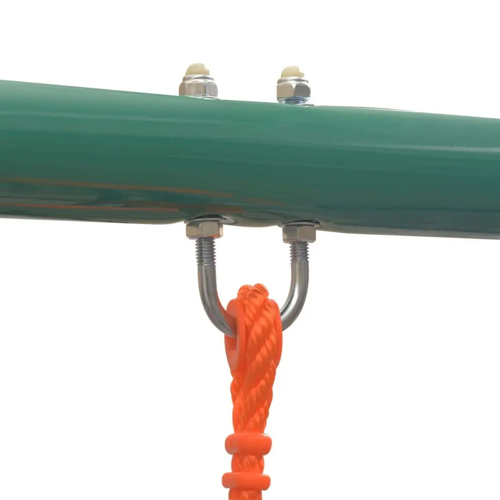 Swing Set Orange 3 Seats Outdoor Garden Kids Playground with Slide