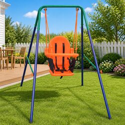 Compact Toddler Swing Set with High Back Support