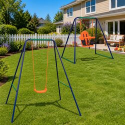 Compact and Versatile Orange Kids Swing Set