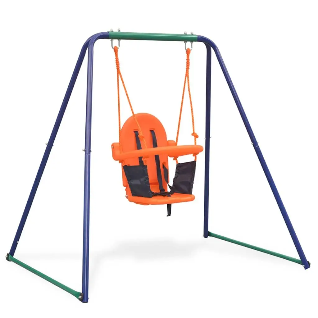 Swing Set Orange A-Frame Outdoor Play Equipment Single and Toddler Swing