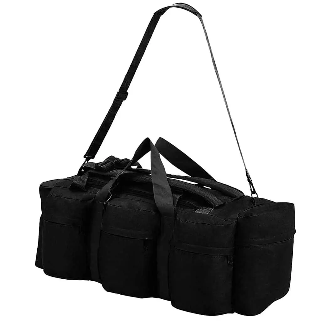 Duffel Bag Black 45L 3-in-1 Shoulder Backpack Outdoor Travel Camping
