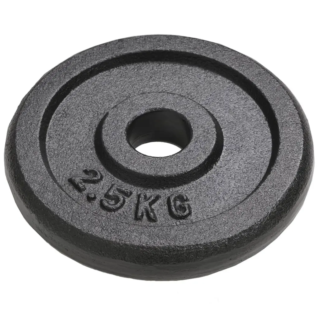 Cast Iron Weight Plates Black 2.5 kg Each 8 Piece Set for Barbell Dumbbell Home Gym Training