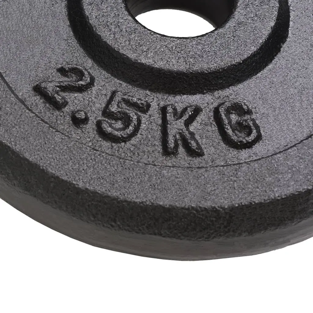 Cast Iron Weight Plates Black 2.5 kg Each 8 Piece Set for Barbell Dumbbell Home Gym Training