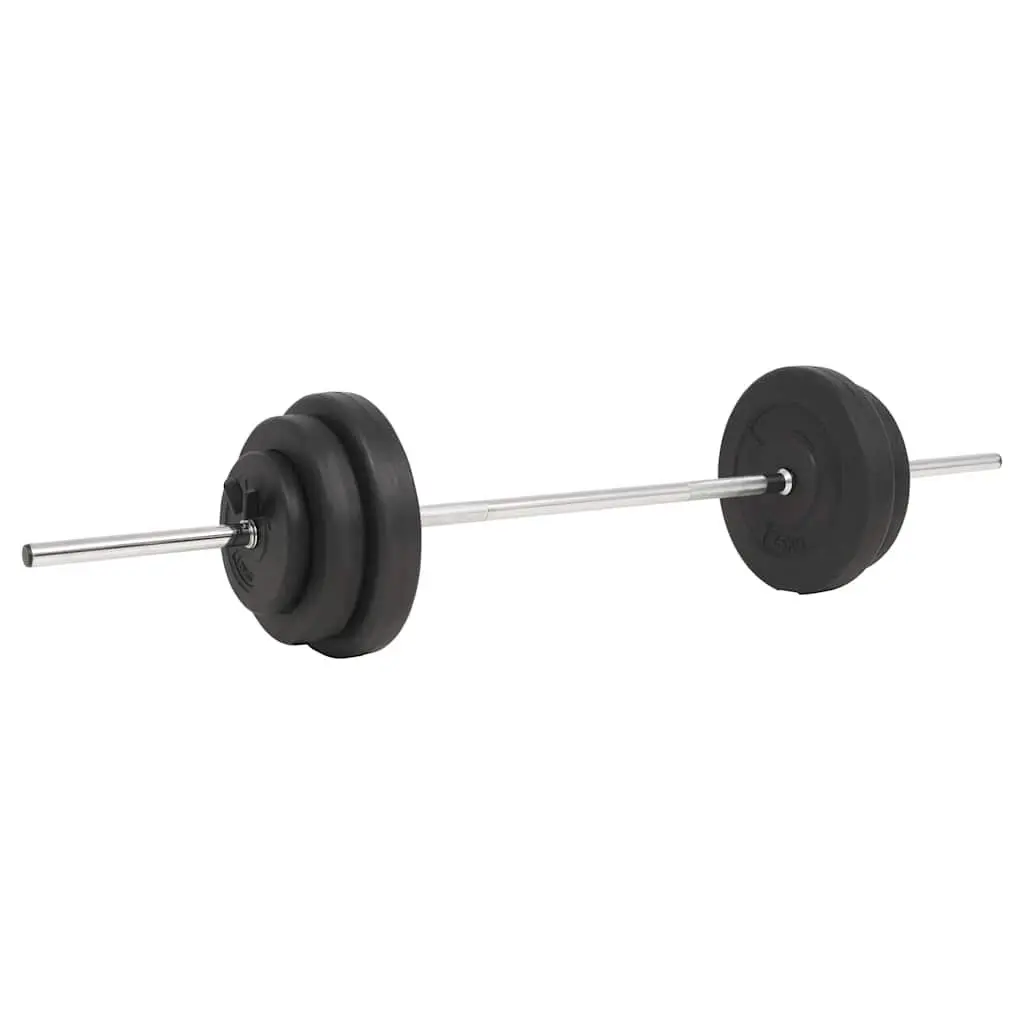 Barbell Set Black 30kg Weightlifting Free Weights Home Gym Equipment
