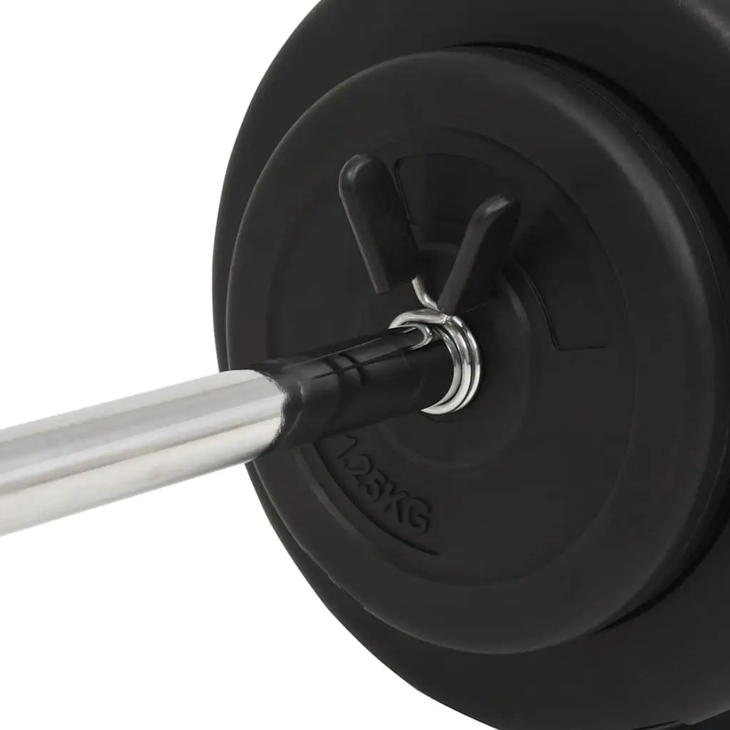 Barbell Set Black 30kg Weightlifting Free Weights Home Gym Equipment