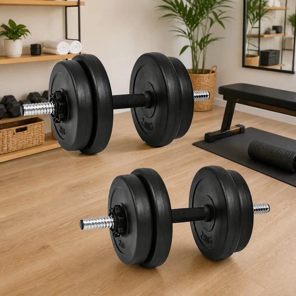 Dumbbell Set Black 20kg 14 Piece Free Weights with Spinlock Collars