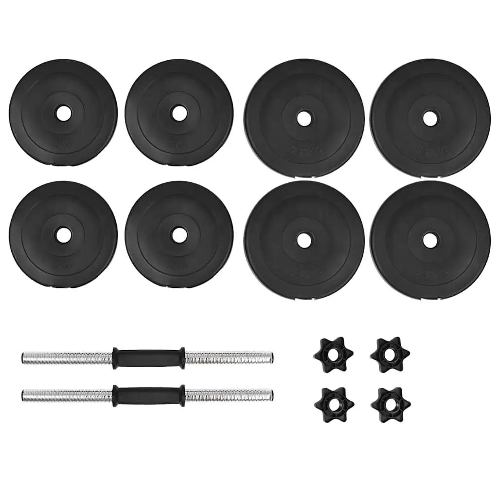 Dumbbell Set Black 20kg 14 Piece Free Weights with Spinlock Collars