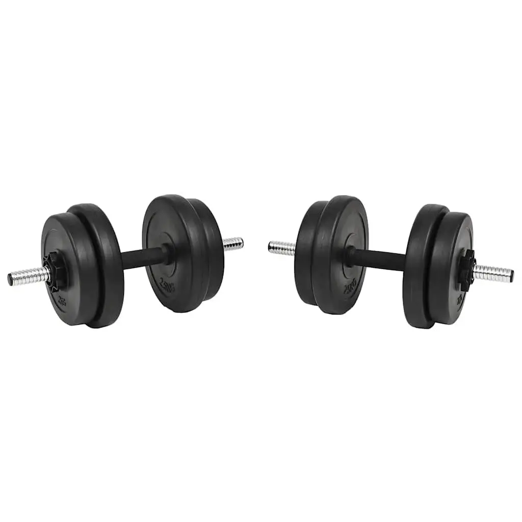 Dumbbell Set Black 20kg 14 Piece Free Weights with Spinlock Collars