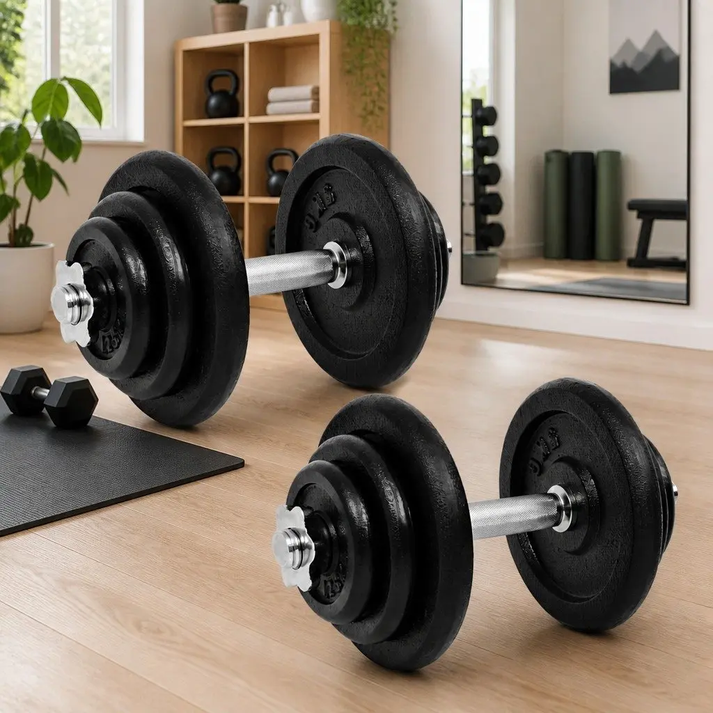 Dumbbell Set Cast Iron 40kg Home Gym Strength Training Variable Weight Selection