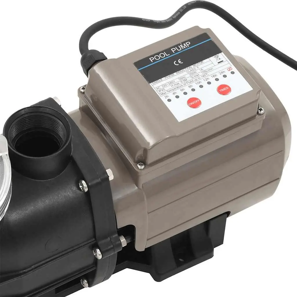 Pool Pump Black 0.25 HP 8000 L/h Above Ground Swimming Circulation System
