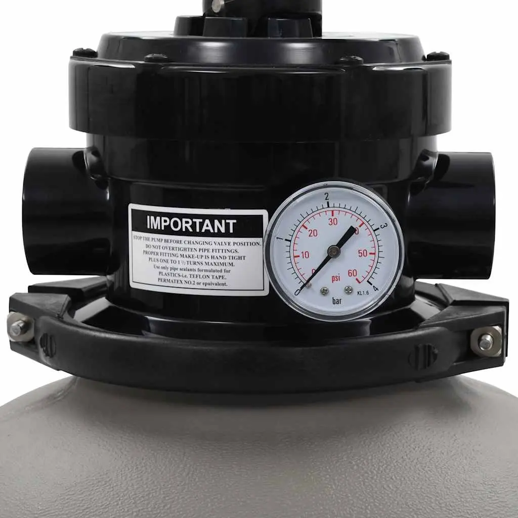 Pool Sand Filter Grey 350mm 4 Position Multiport Valve Water Purification System