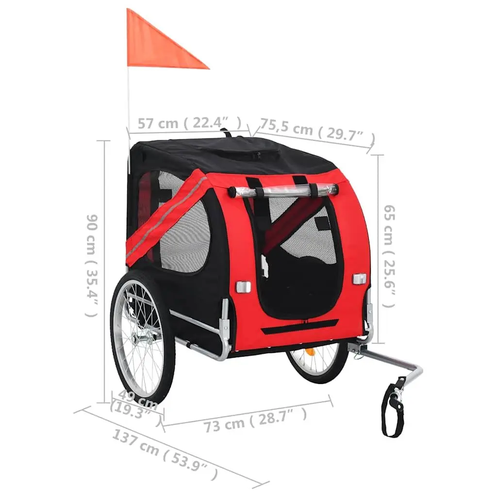 Pet Bike Trailer Black Foldable Dual Entry Mesh Windows