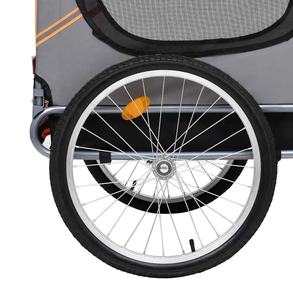 Dog Bike Trailer Grey Foldable with Mesh Windows Suspension System