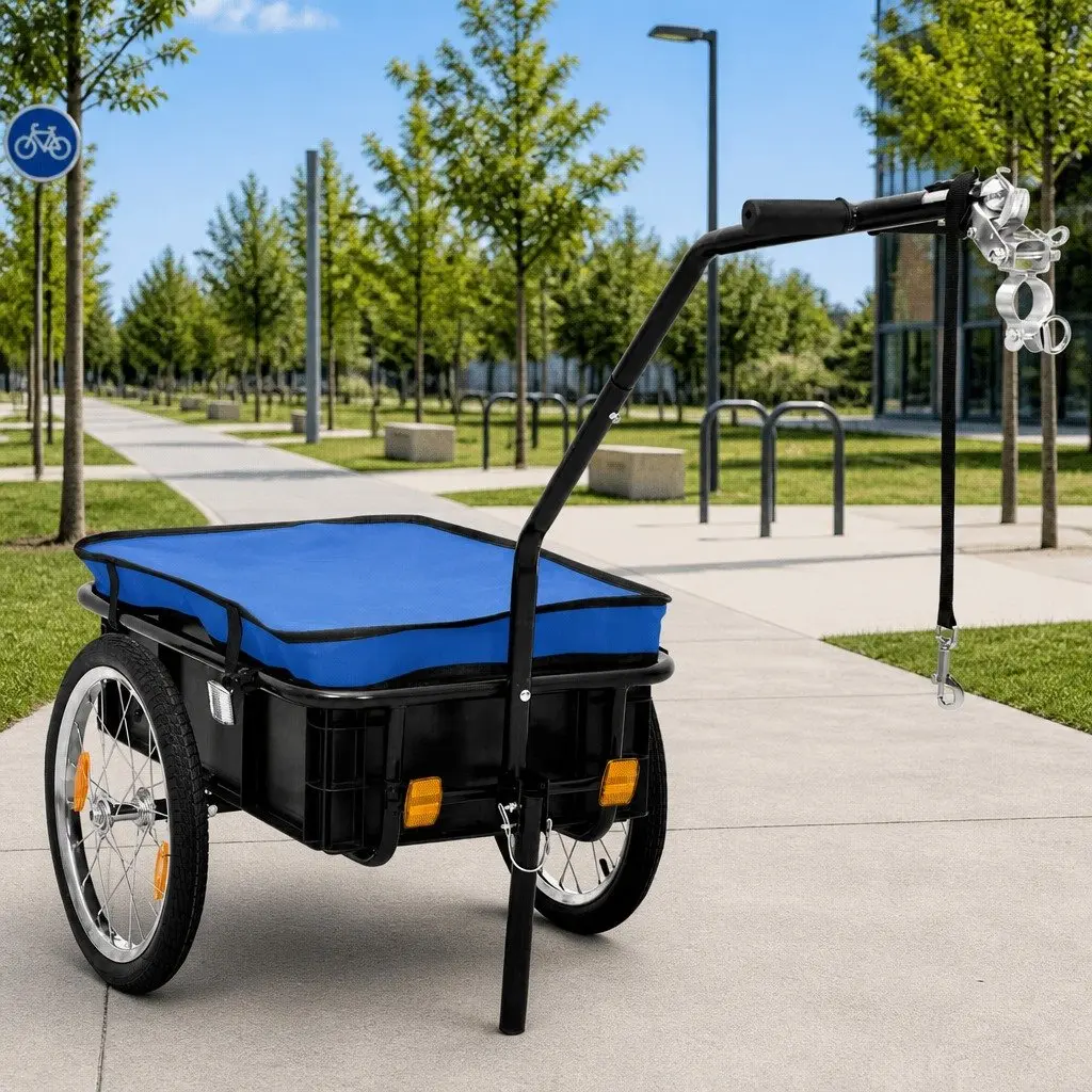Bike Trailer Hand Wagon Black 155x60x83cm Steel Frame Cargo Transport