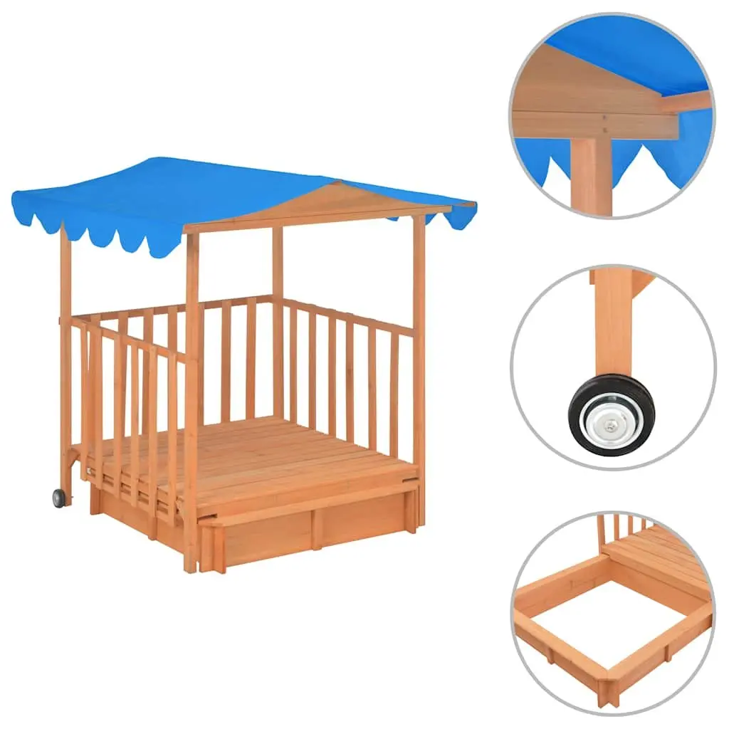 Kids Playhouse Blue Fir Wood Sandbox UV50 Protection