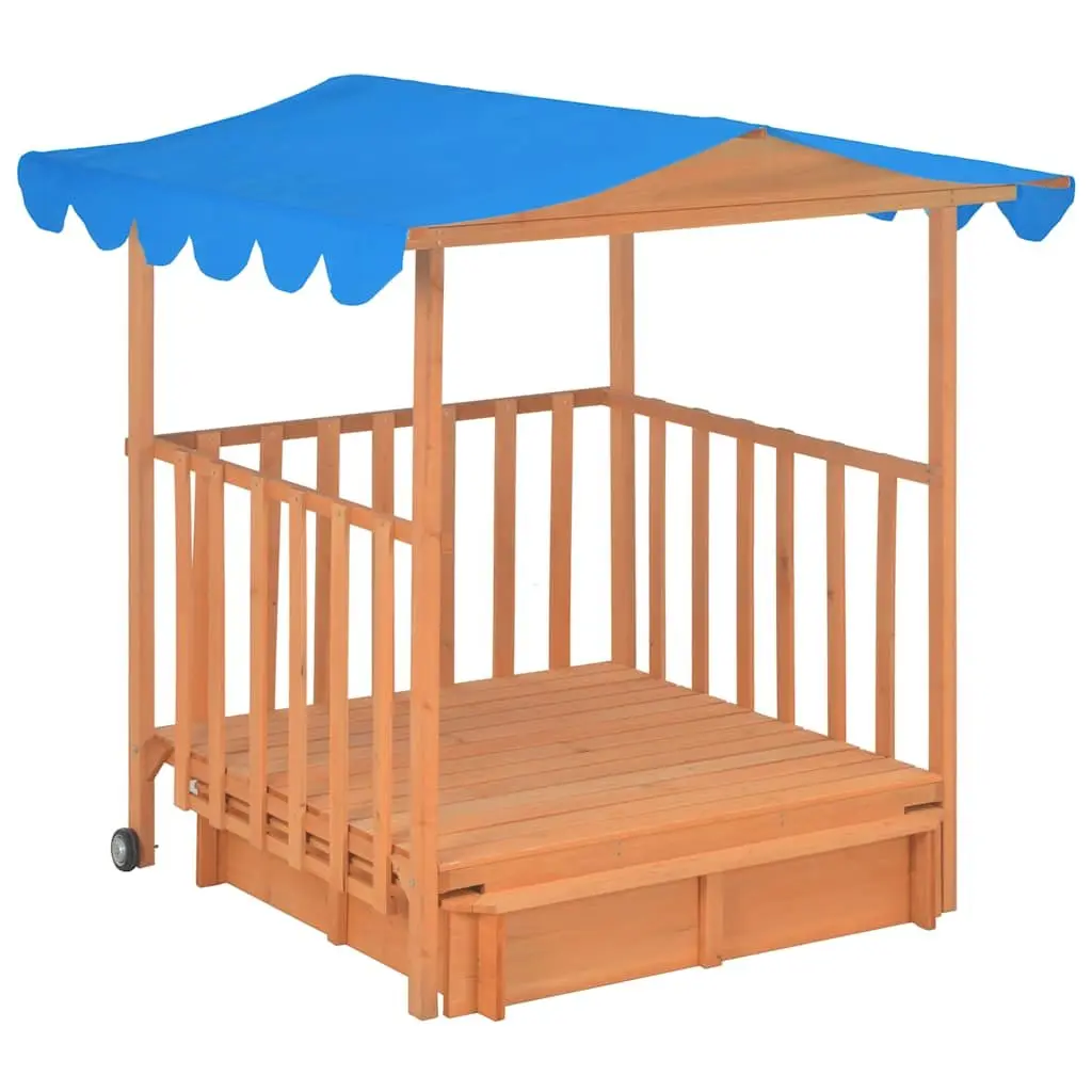Kids Playhouse Blue Fir Wood Sandbox UV50 Protection
