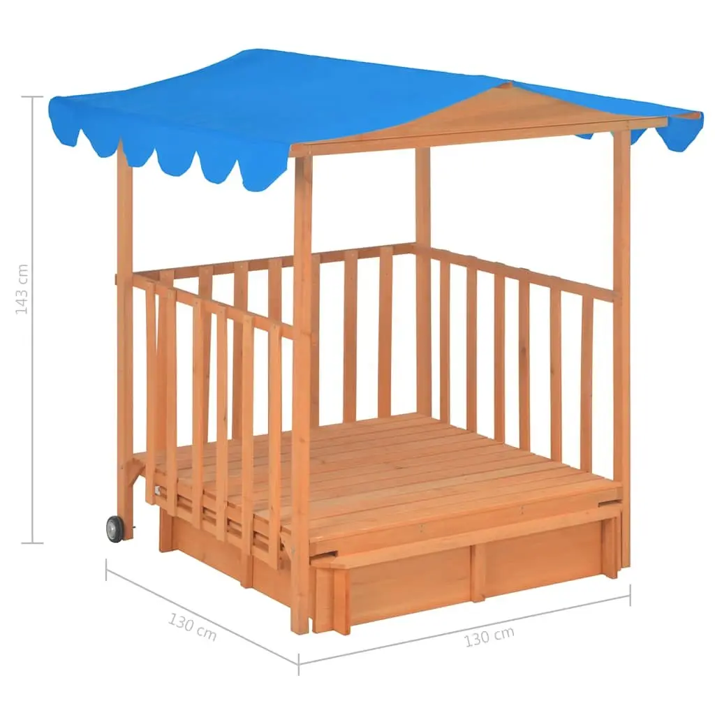 Kids Playhouse Blue Fir Wood Sandbox UV50 Protection