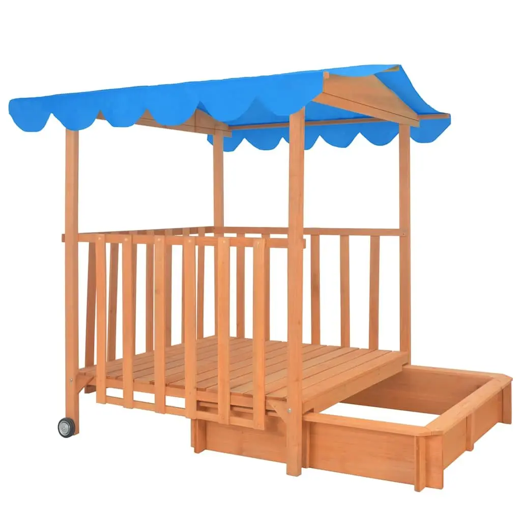 Kids Playhouse Blue Fir Wood Sandbox UV50 Protection