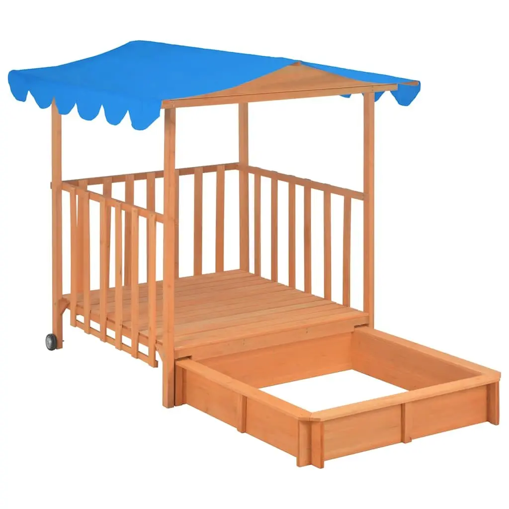 Kids Playhouse Blue Fir Wood Sandbox UV50 Protection