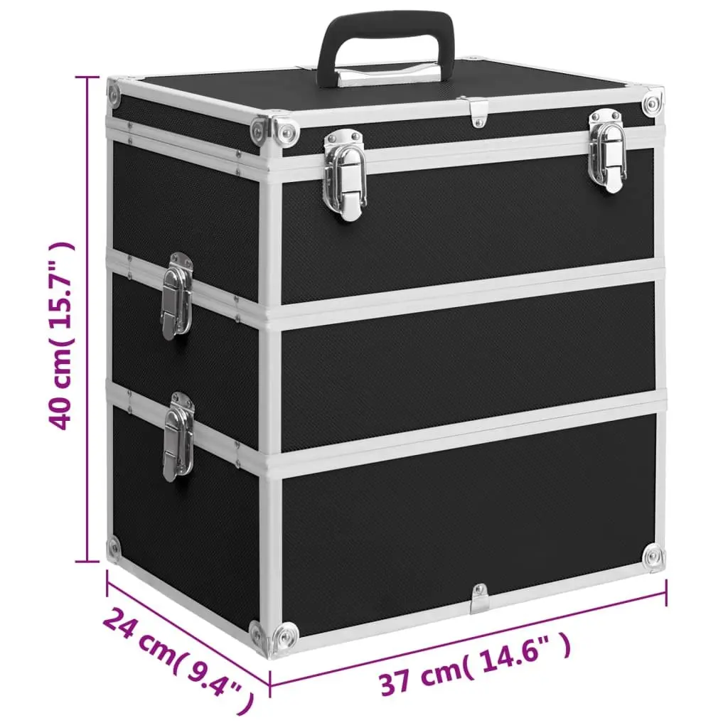 Make-up Case 37x24x40 cm Black Cosmetics Organizer Storage Beauty Vanity Box