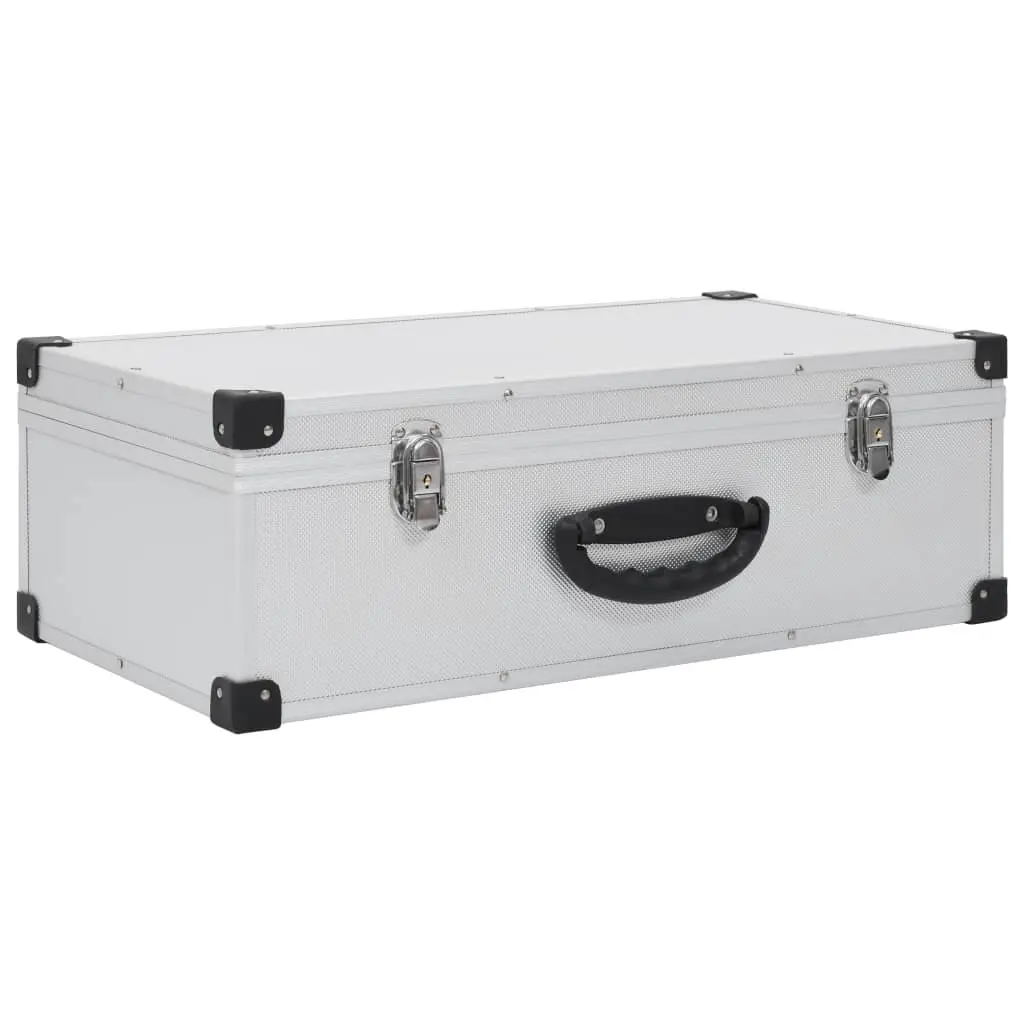 CD Case for 80 CDs Silver Storage Box Organiser Aluminium Trimming ABS