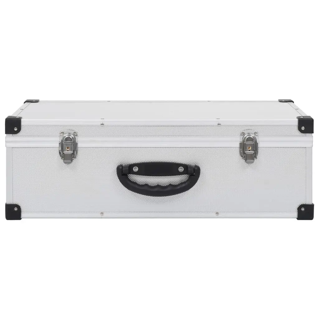 CD Case for 80 CDs Silver Storage Box Organiser Aluminium Trimming ABS