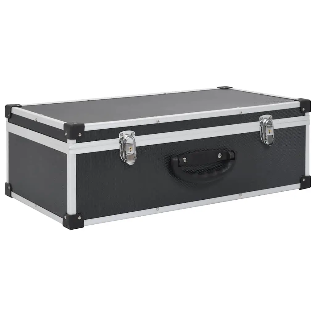 CD Case Organiser for 80 CDs Black Storage Box with Aluminium Trimming Lock